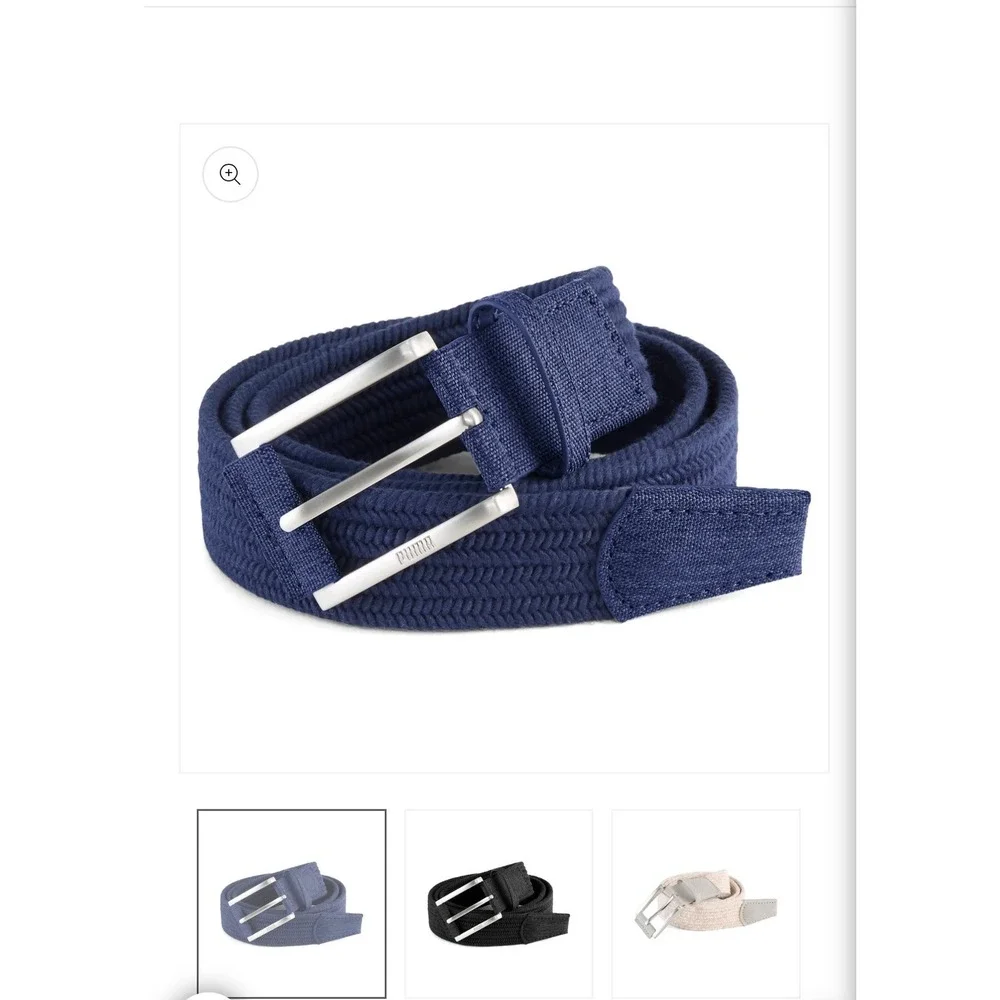 Puma Golf Mens Stretch Woven Braided Belt Navy Blue Believe In Birdies L/XL
